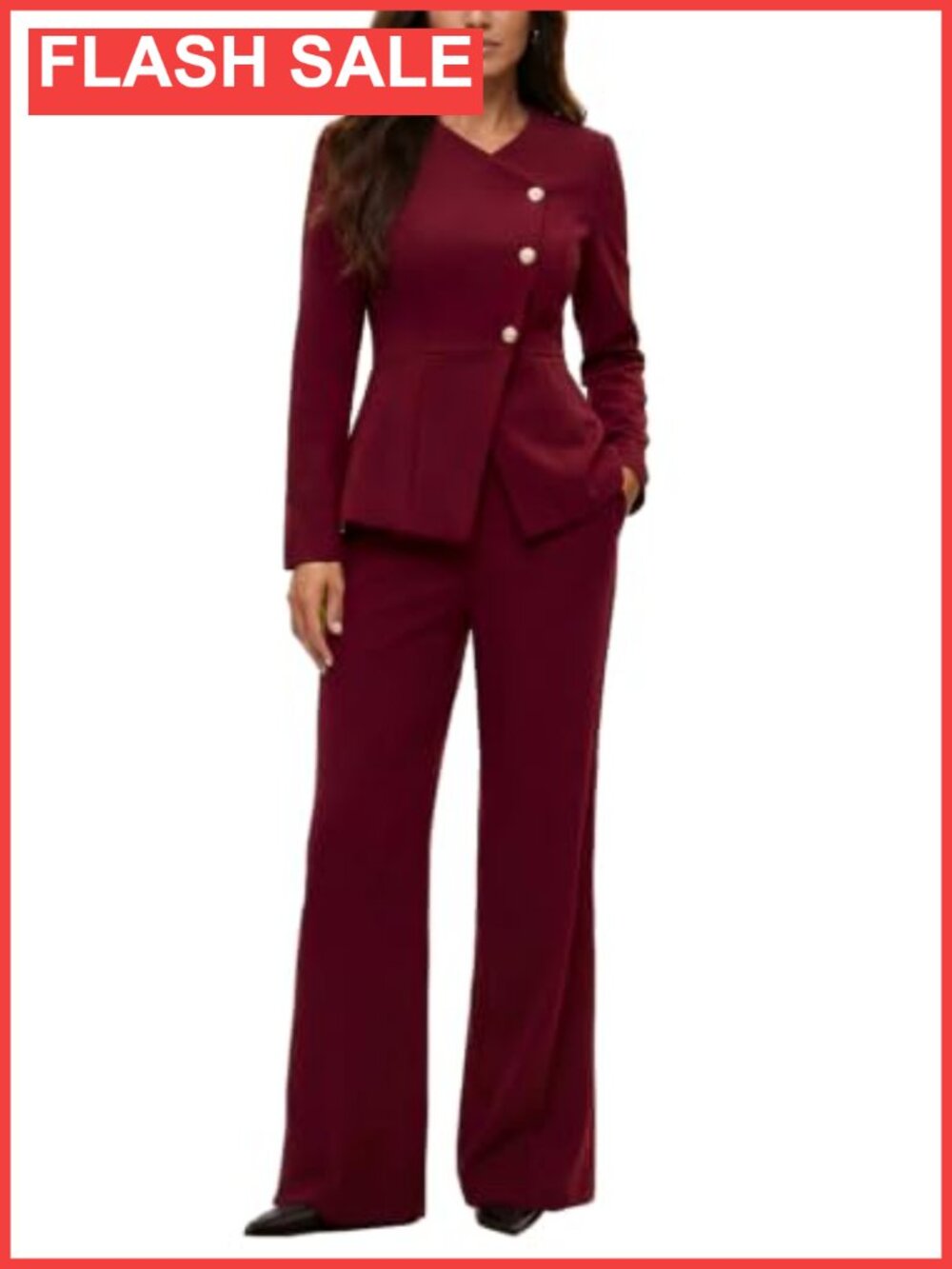 Women's 2 Piece Pantsuit Straight Leg Suit Business Casual Blazer Set
